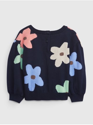 Černý holčičí květovaný bavlněný svetr GAP