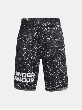 Šedo-čierne chlapčenské vzorované šortky Under Armour UA Stunt 3.0 Plus Shorts