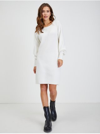 Bílé dámské žebrované svetrové šaty ORSAY