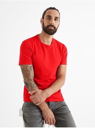 Červené pánské basic tričko Celio Neunir  