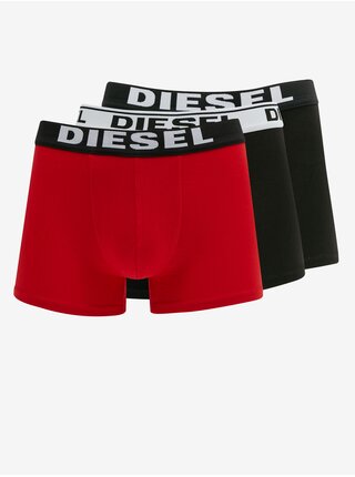 Sada tří pánských boxerek v červené a černé barvě Diesel