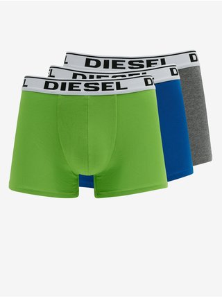 Sada tří pánských boxerek v zelené, modré a šedé barvě Diesel