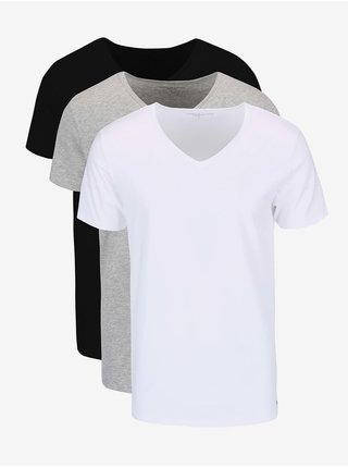 Súprava troch pánskych tričiek v bielej, sivej a čiernej farbe Tommy Hilfiger