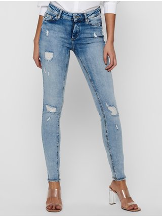 Modré dámské skinny fit džíny s potrhaným efektem ONLY Blush