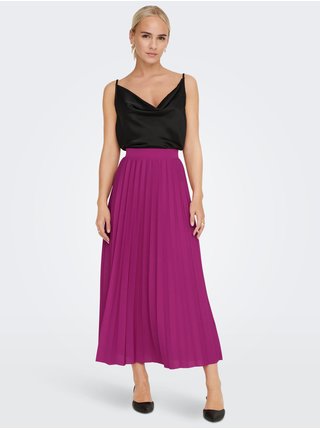 Tmavě růžová dámská plisovaná maxi sukně ONLY Melisa