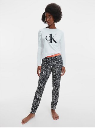 Bílo-černé dámské vzorované pyžamo s vakem Calvin Klein Underwear