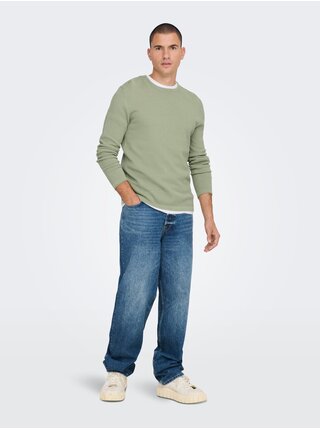 Světle zelený pánský basic svetr ONLY & SONS Panter