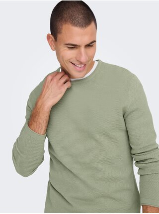 Světle zelený pánský basic svetr ONLY & SONS Panter