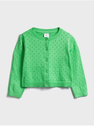 Zelený holčičí dětský svetr pointelle cardigan