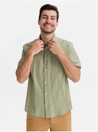 Košeľa linen-cotton shirt Zelená