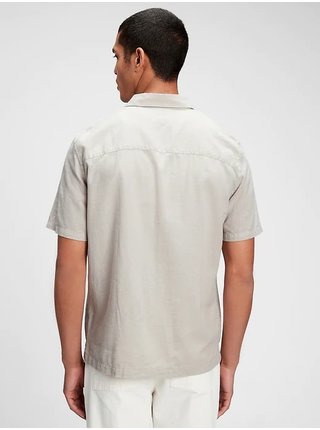 Košeľa linen-cotton button-front shirt Béžová