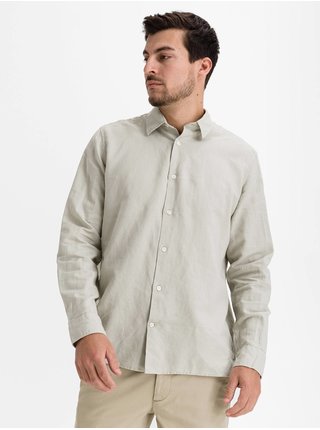 Košeľa linen-cotton shirt Béžová