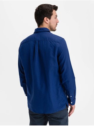 Košeľa linen-cotton shirt Modrá