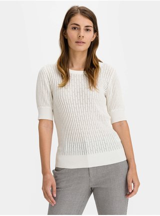 Sveter elbow sleeve pointelle sweater Biela