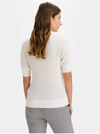 Sveter elbow sleeve pointelle sweater Biela
