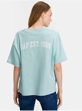 Modré dámské tričko GAP Logo boxy step hem t-shirt