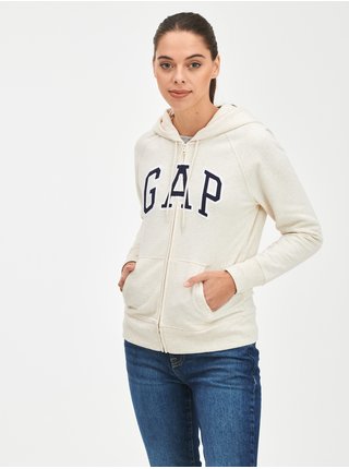 Béžová dámská mikina GAP Logo full-zip hoodie