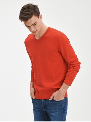 Červený pánský svetr v-neck sweater
