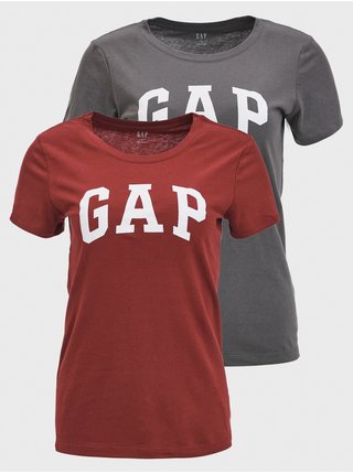 Sada dvou dámských triček v šedé a vínové barvě GAP