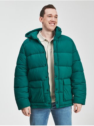 Zelená pánská bunda zimní s kapucí GAP