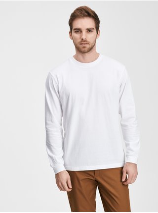 Biele pánske tričko s dlhým rukávom GAP