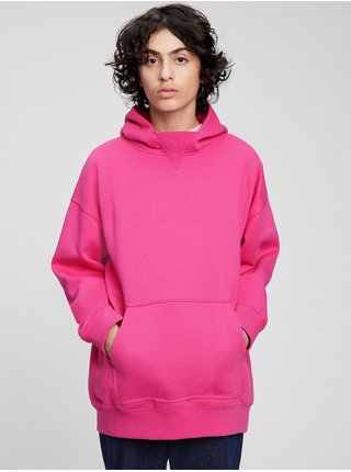 Ružová mikina GAP Teen s kapucňou oversized unisex