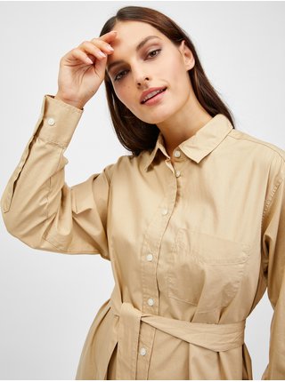Béžové dámské košeľové šaty s vreckami GAP