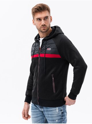Mikiny s kapucou pre mužov Ombre Clothing - čierna, červená