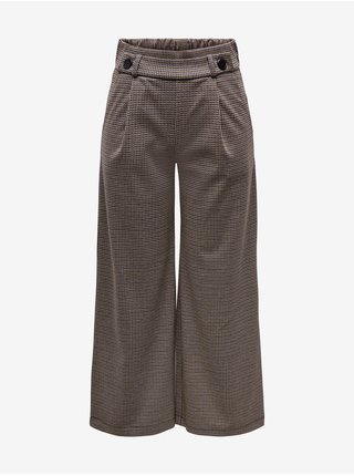 Hnědé dámské kostkované široké kalhoty JDY Geggo