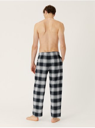 Černo-bílé pánské kostkované pyžamové kalhoty Marks & Spencer 