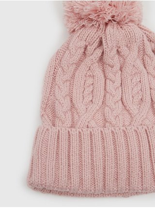 Růžová holčičí pletená zimní čepice GAP  