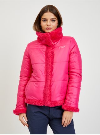 Tmavoružová dámska obojstranná zimná bunda Guess Charis