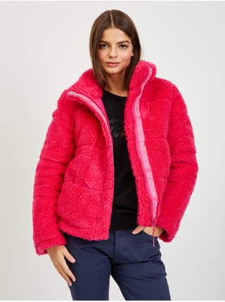 Tmavě růžová dámská oboustranná zimní bunda Guess Charis