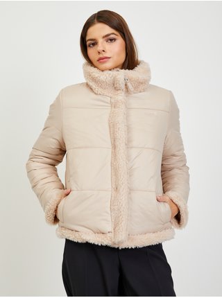 Béžová dámská oboustranná zimní bunda Guess Charis