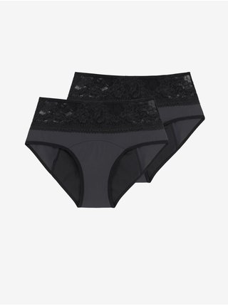 Súprava dvoch dámskych čiernych menštruačných nohavičiek s čipkou DORINA Eco Moon