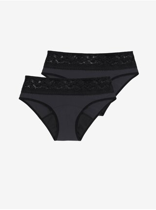 Sada dvou dámských černých menstruačních kalhotek s krajkou DORINA Eco Moon