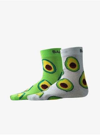 Sada dvou párů vzorovaných ponožek v zelené a bílé barvě SAM 73 Machapo
