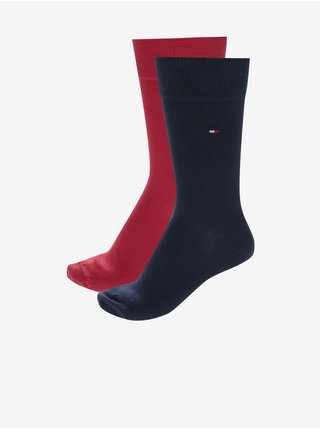 Súprava dvoch párov pánskych ponožiek v modrej a červenej farbe Tommy Hilfiger