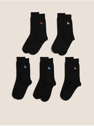 Sada pěti párů pánských ponožek s technologií Cool & Fresh™ v černé barvě  Marks & Spencer