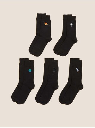 Sada pěti párů pánských ponožek s technologií Cool & Fresh™ v černé barvě Marks & Spencer