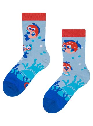 Červeno-modré dětské veselé ponožky Dedoles Vtipný čtverzubec 