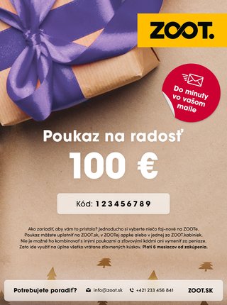 Vianočný elektronický poukaz zo ZOOTu v hodnote 100 €