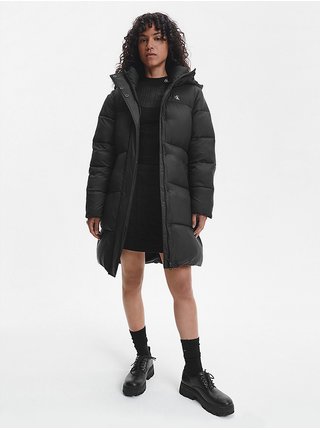 Černý dámský prošívaný zimní kabát s kapucí Calvin Klein Jeans