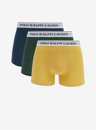 Sada tří pánských boxerek v tmavě modré, zelené a žluté barvě Ralph Lauren