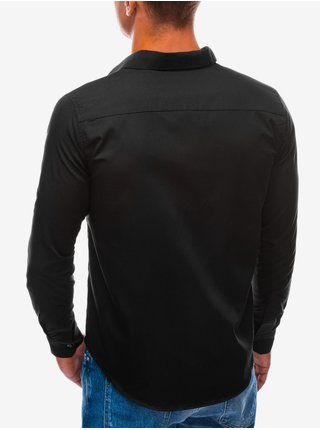 Černá pánská košile s dlouhým rukávem Ombre Clothing K513      