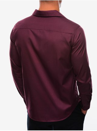 Vínová pánská košile s dlouhým rukávem Ombre Clothing K513   