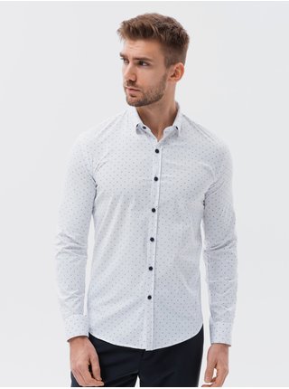 Bílá pánská puntíkovaná košile Ombre Clothing K639 