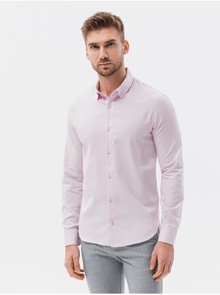 Světle růžová pánská formální košile Ombre Clothing K642 