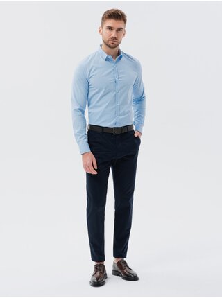 Světle modrá pánská vzorovaná košile Ombre Clothing K629