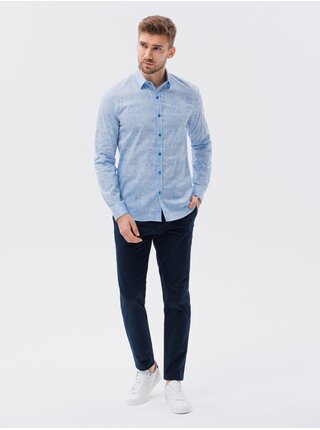 Světle modrá pánská vzorovaná košile Ombre Clothing K631 